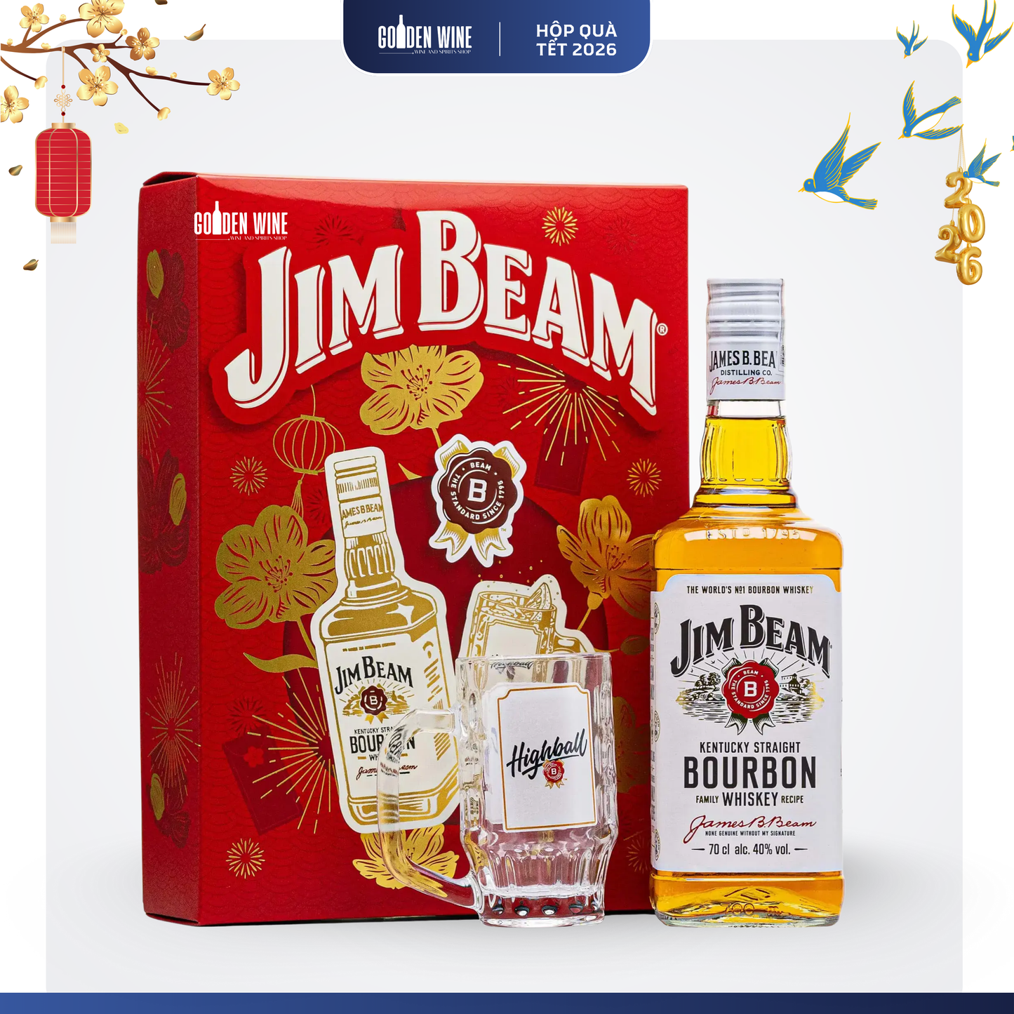 HỘP QUÀ TẾT 2026 JIM BEAM KENTUCKY STRAIGHT BOURBON WHISKEY
