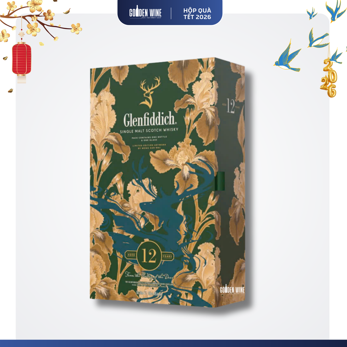 HỘP QUÀ TẾT 2026 GLENFIDDICH 12 KÈM LY