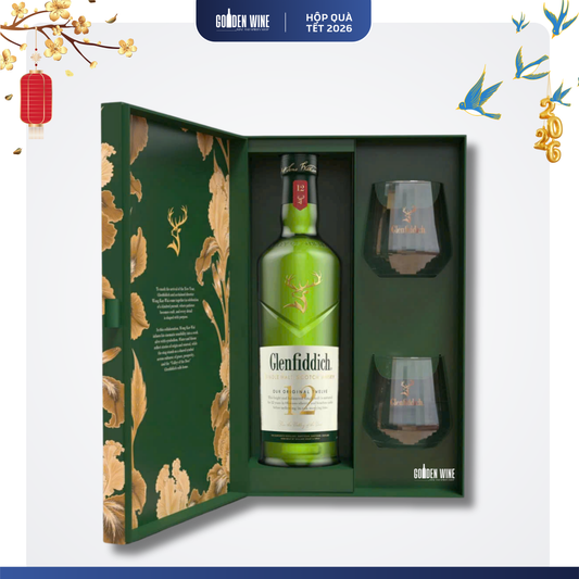 HỘP QUÀ TẾT 2026 GLENFIDDICH 12 KÈM LY