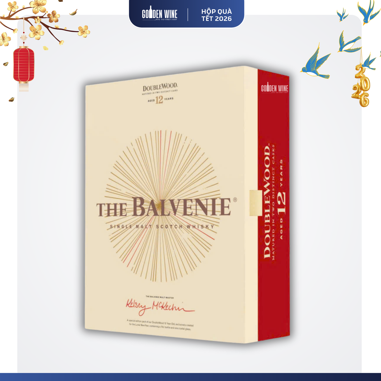 HỘP QUÀ TẾT 2026 THE BALVENIE 12 DOUBLEWOOD KÈM LY