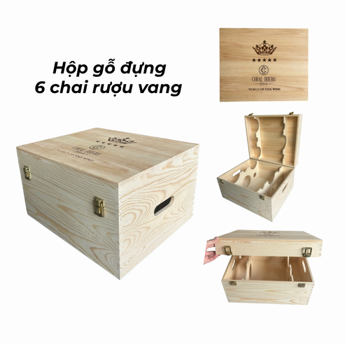 Hộp Gỗ Cao Cấp Đựng 6 Chai Vang