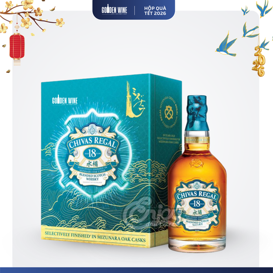 HỘP QUÀ TẾT 2026 CHIVAS REGAL 18 BLUE SIGNATURE MIZUNARA OAK CASKS
