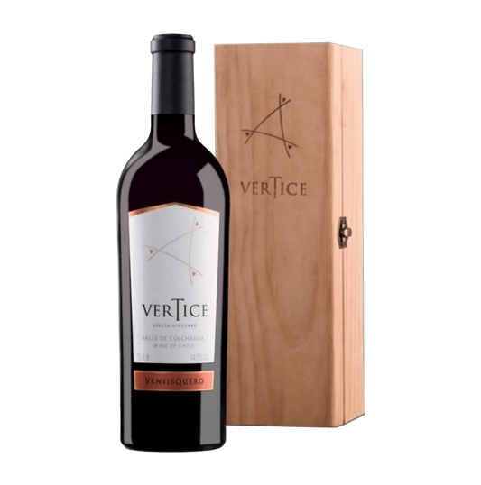 Chilean Vertice Carmenere Syrah wine with wooden box