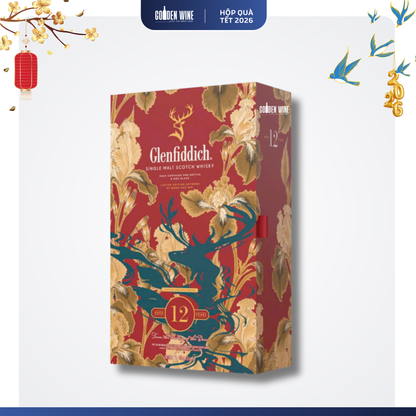 HỘP QUÀ TẾT 2026 GLENFIDDICH 12 ĐỎ KÈM LY