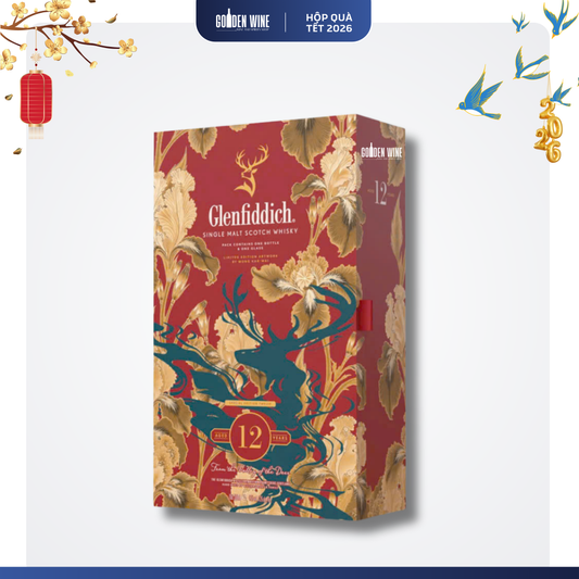 HỘP QUÀ TẾT 2026 GLENFIDDICH 12 ĐỎ KÈM LY