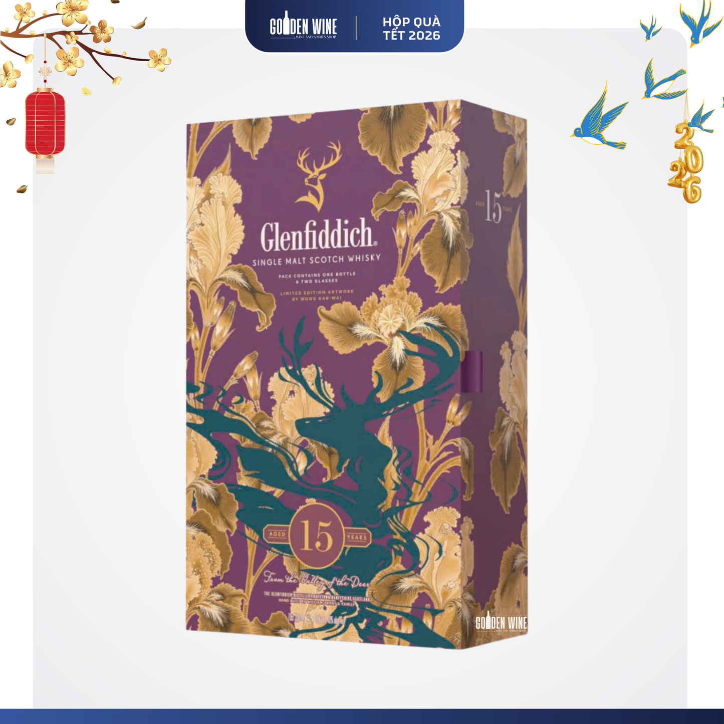 HỘP QUÀ TẾT 2026 GLENFIDDICH 15 KÈM LY